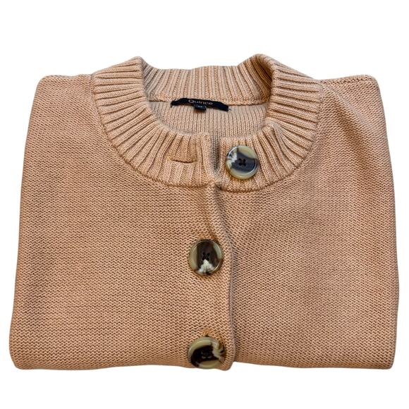 NEW QUINCE 100% Organic Cotton Cropped Button Up Cardigan Black Size Medium M - Picture 2 of 7